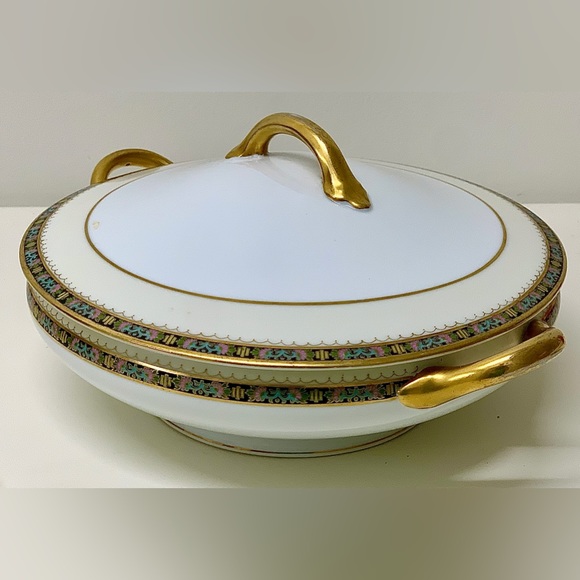 Early 20th Century NORITAKE M JAPAN CHATILLON Gold Trim Lidded Vegetable Bowl - Picture 9 of 16